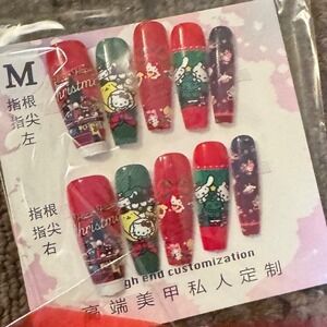 Hello Kitty Christmas Press On‎ Nails Medium Festive Holiday Kawaii